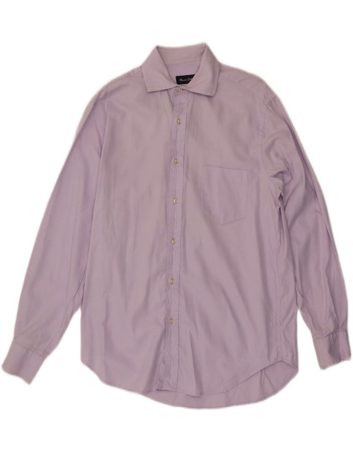 Massimo Dutti Mens Shirt Size 15 3/4 40 Medium Purple Herringbone