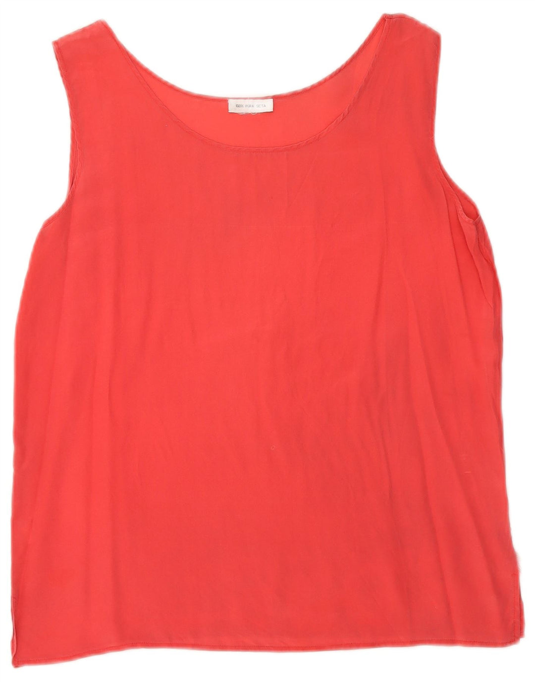 Vintage Womens Sleeveless Blouse Top UK 14 Medium Red Silk