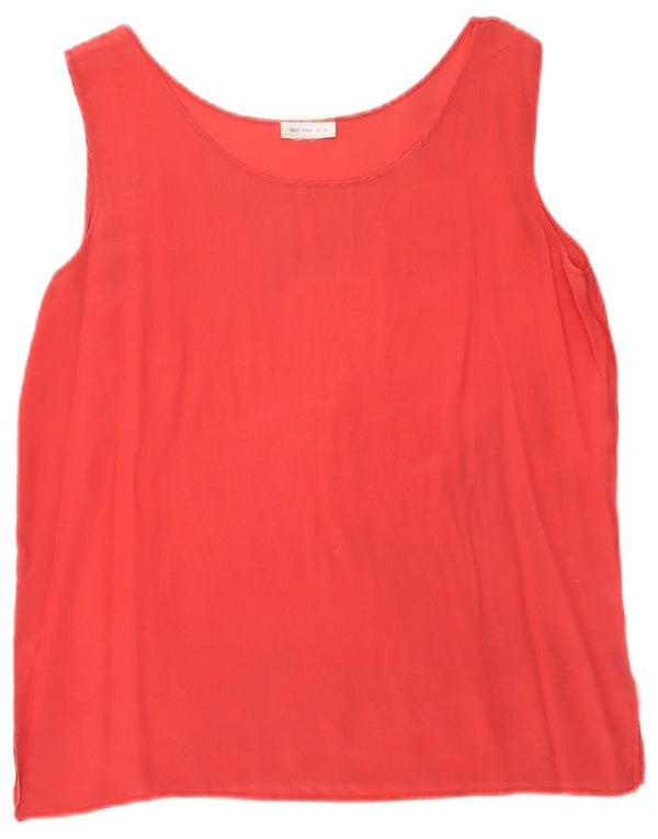 Vintage Womens Sleeveless Blouse Top UK 14 Medium Red Silk