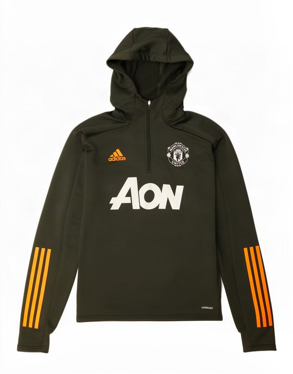 Adidas Mens Manchester United Graphic Zip Neck Hoodie Jumper Medium Green