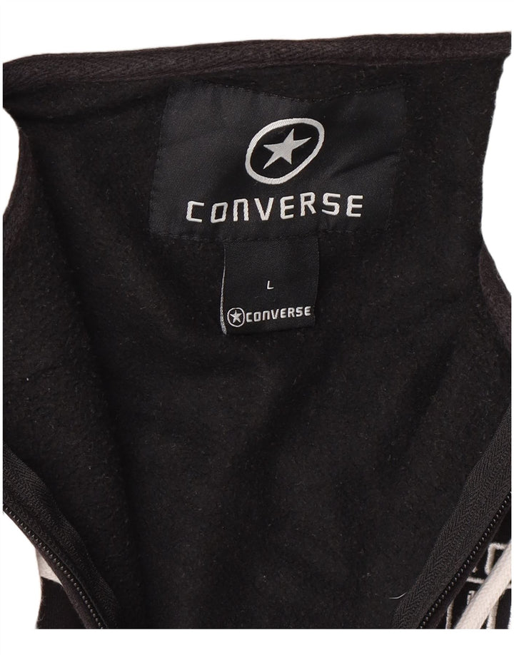 Converse Mens Graphic Zip Hoodie Sweater Large Black Cotton