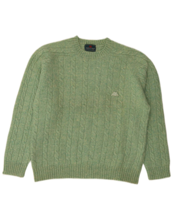 Kappa Mens Crew Neck Jumper Sweater Small Green Wool