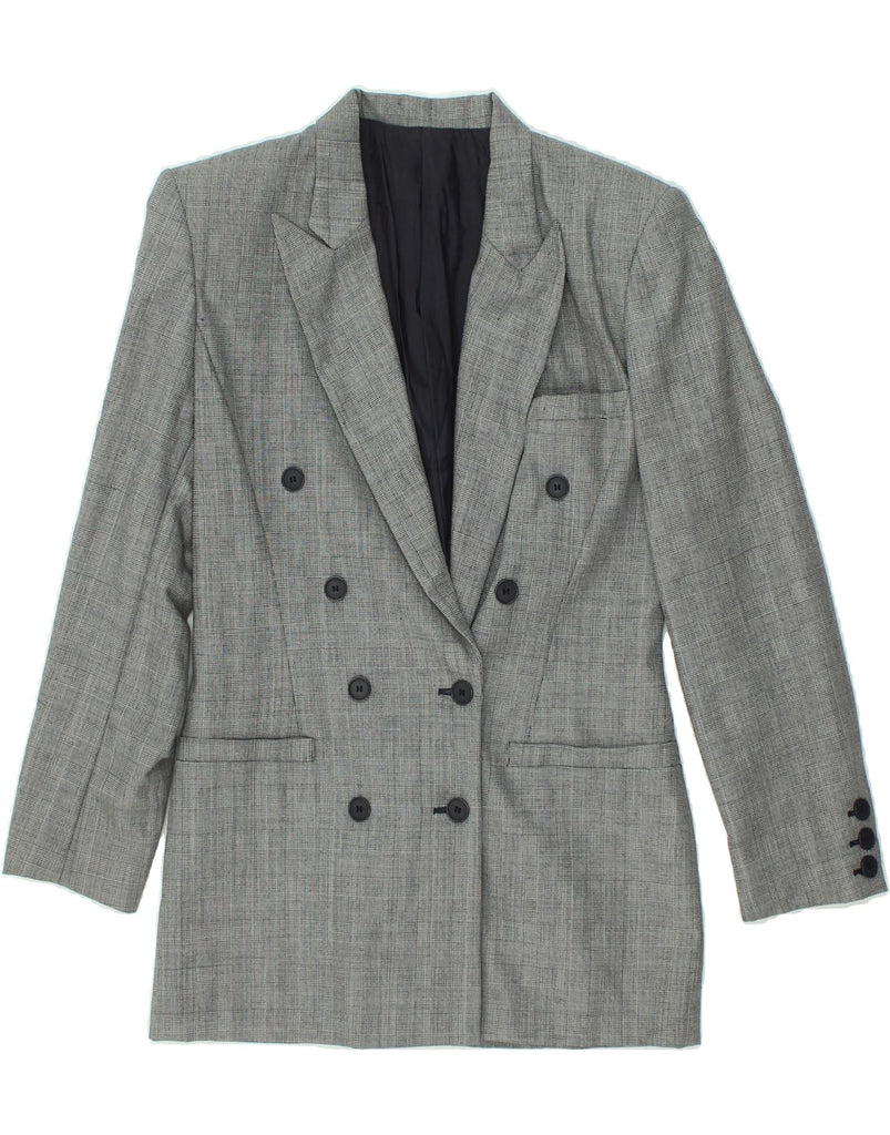 VINTAGE Womens Double Breasted Blazer Jacket UK 14 Medium Grey New Wool | Vintage Vintage | Thrift | Second-Hand Vintage | Used Clothing | Messina Hembry 