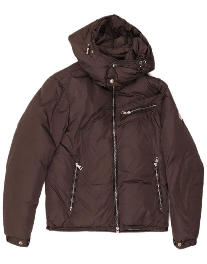 Moncler Womens Hooded Padded Jacket Size 0 XS Grey Polyamide