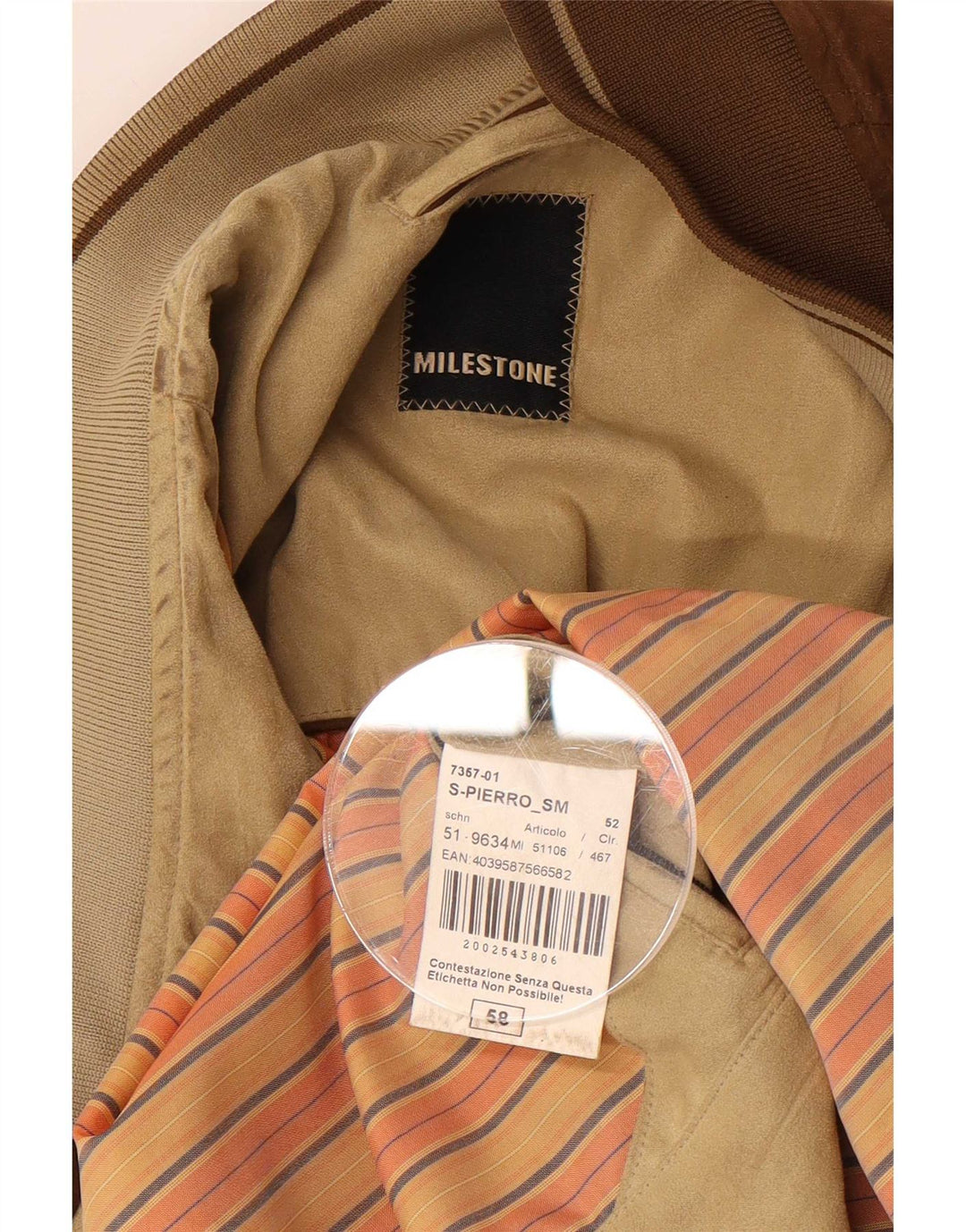 Milestone Mens Bomber Jacket IT 48 4XL Brown Polyester