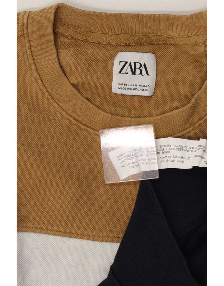 Zara Womens Sweatshirt Jumper UK 14 Medium Multicoloured Colourblock Cotton