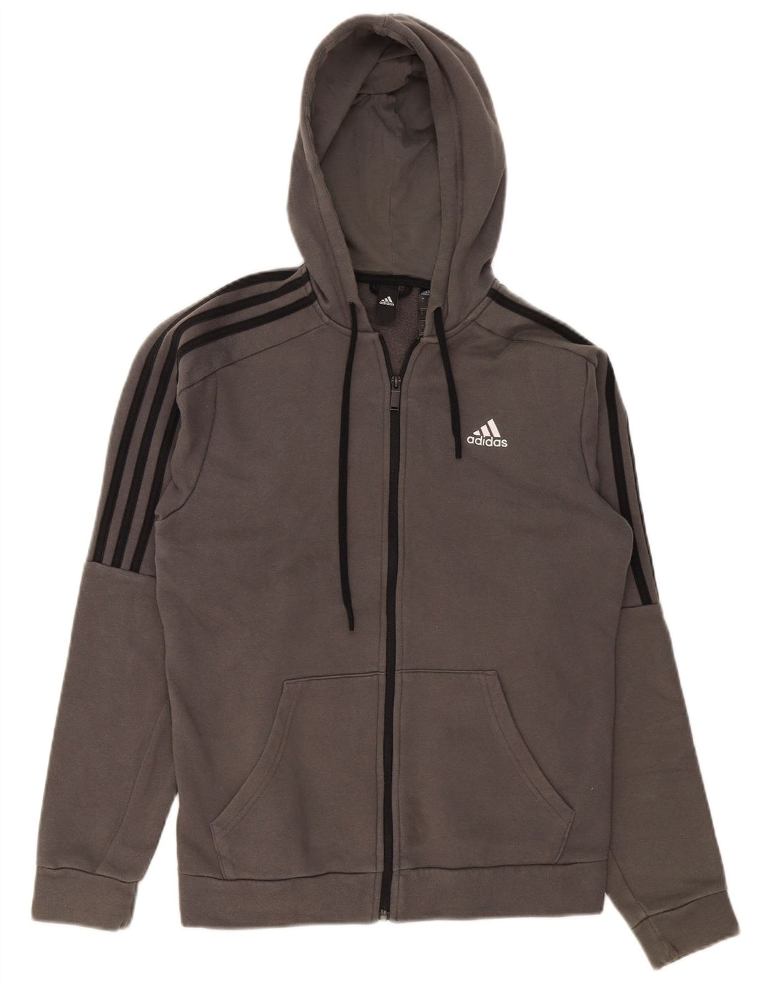 Adidas Mens Zip Hoodie Sweater Small Grey Cotton