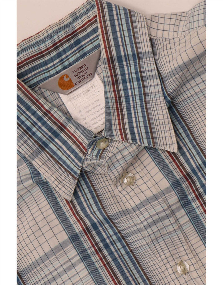 Carhartt Mens Short Sleeve Shirt Large Blue Check Cotton