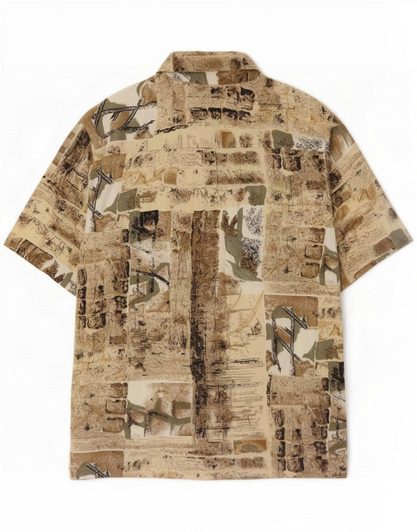 Vintage Mens Short Sleeve Shirt 2XL Brown Cotton