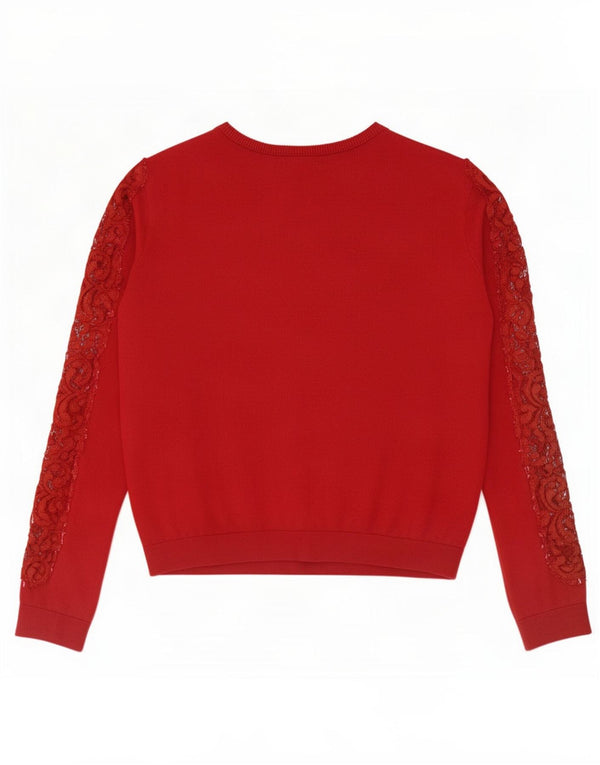 Zara Womens Crop Oversized Cardigan Sweater UK 10 Small Red Nylon