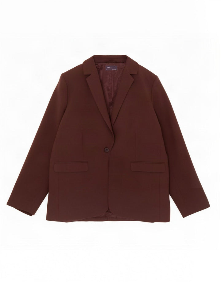 Marks & Spencer Womens 1 Button Blazer Jacket UK 18 XL Brown Polyester
