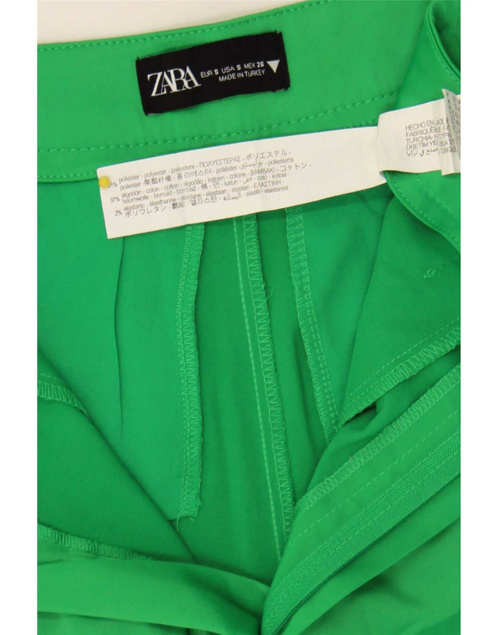 Zara Womens High Waist Casual Shorts Small W26 Green Polyester