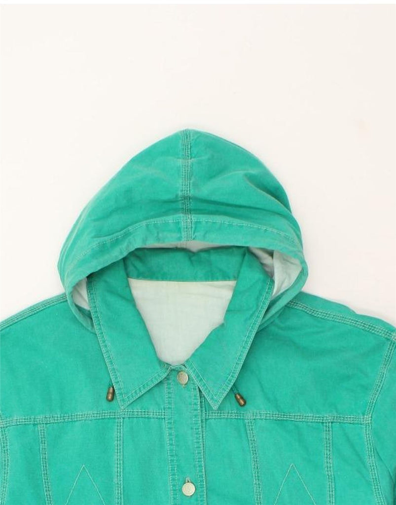 VINTAGE Womens Hooded Bomber Jacket EU 42 Large Green Cotton | Vintage Vintage | Thrift | Second-Hand Vintage | Used Clothing | Messina Hembry 