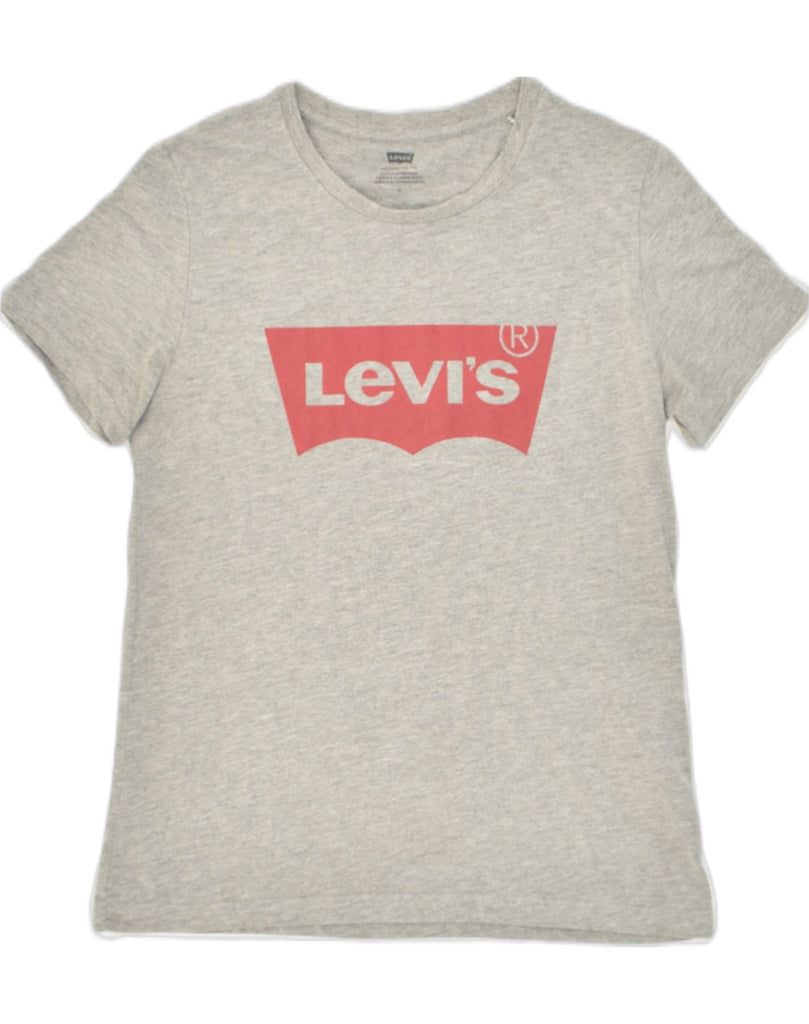 LEVI'S Womens Graphic T-Shirt Top UK 12 Medium Grey Cotton | Vintage Levi's | Thrift | Second-Hand Levi's | Used Clothing | Messina Hembry 