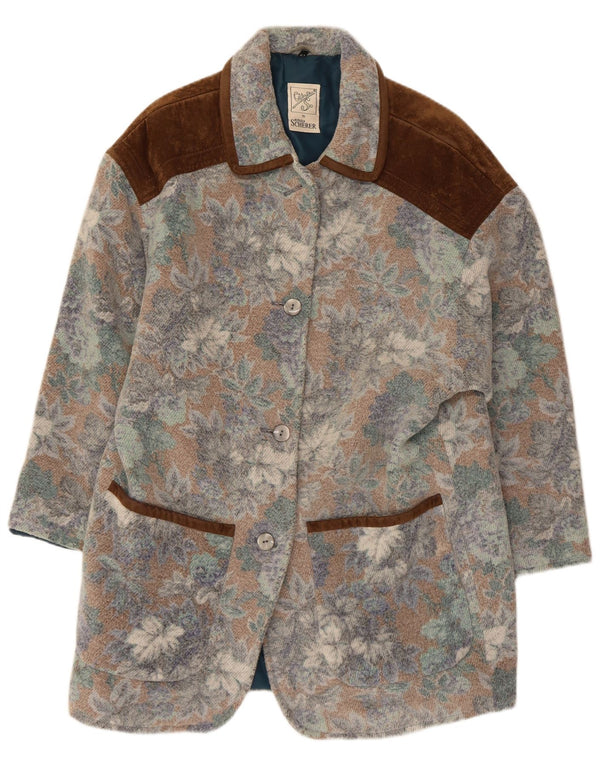 Vintage Womens Overcoat IT 42 Medium Multicoloured Floral Acrylic