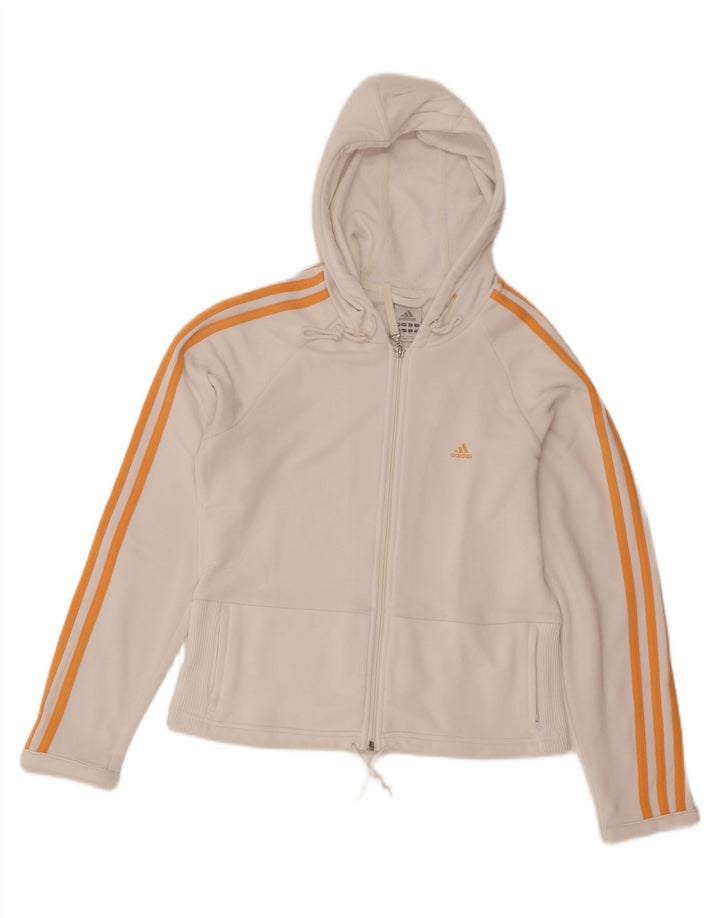 Adidas Womens Crop Zip Hoodie Sweater UK 16 Large White Polyester