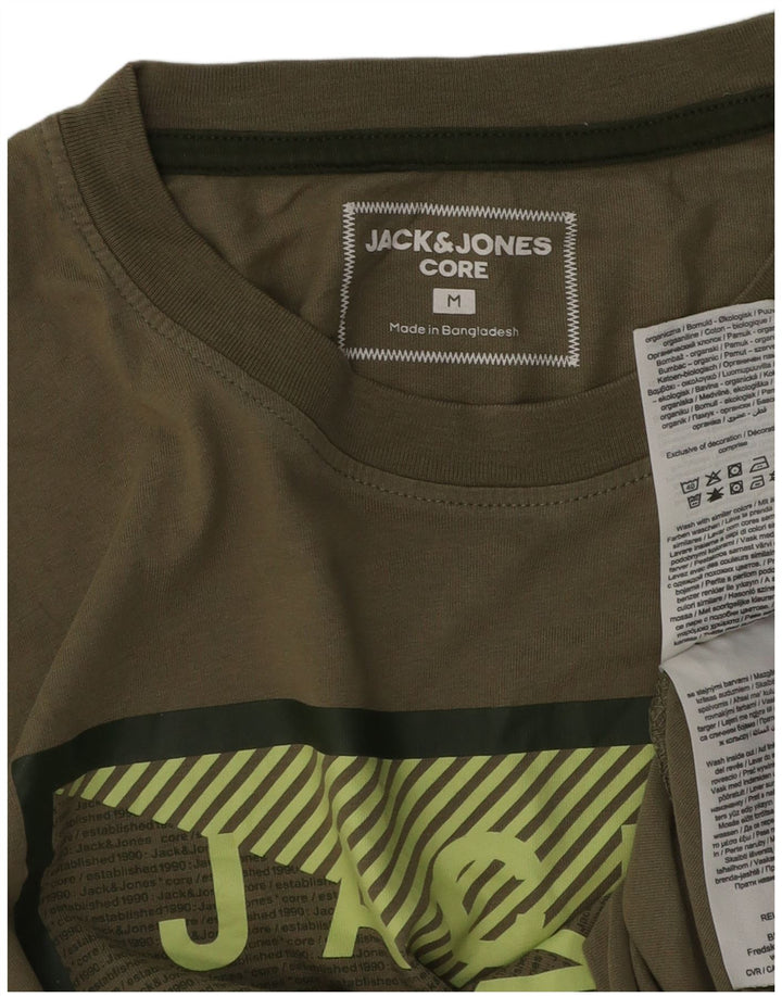 Jack & Jones Mens Graphic T-Shirt Top Medium Khaki Cotton