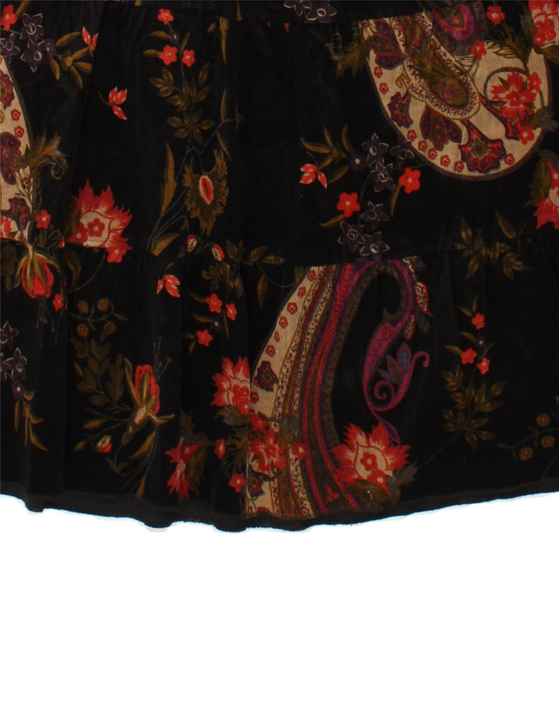 VINTAGE Womens A-Line Skirt EU 44 XL W34 Black Floral Cotton Vintage Vintage and Second-Hand Vintage from Messina Hembry 