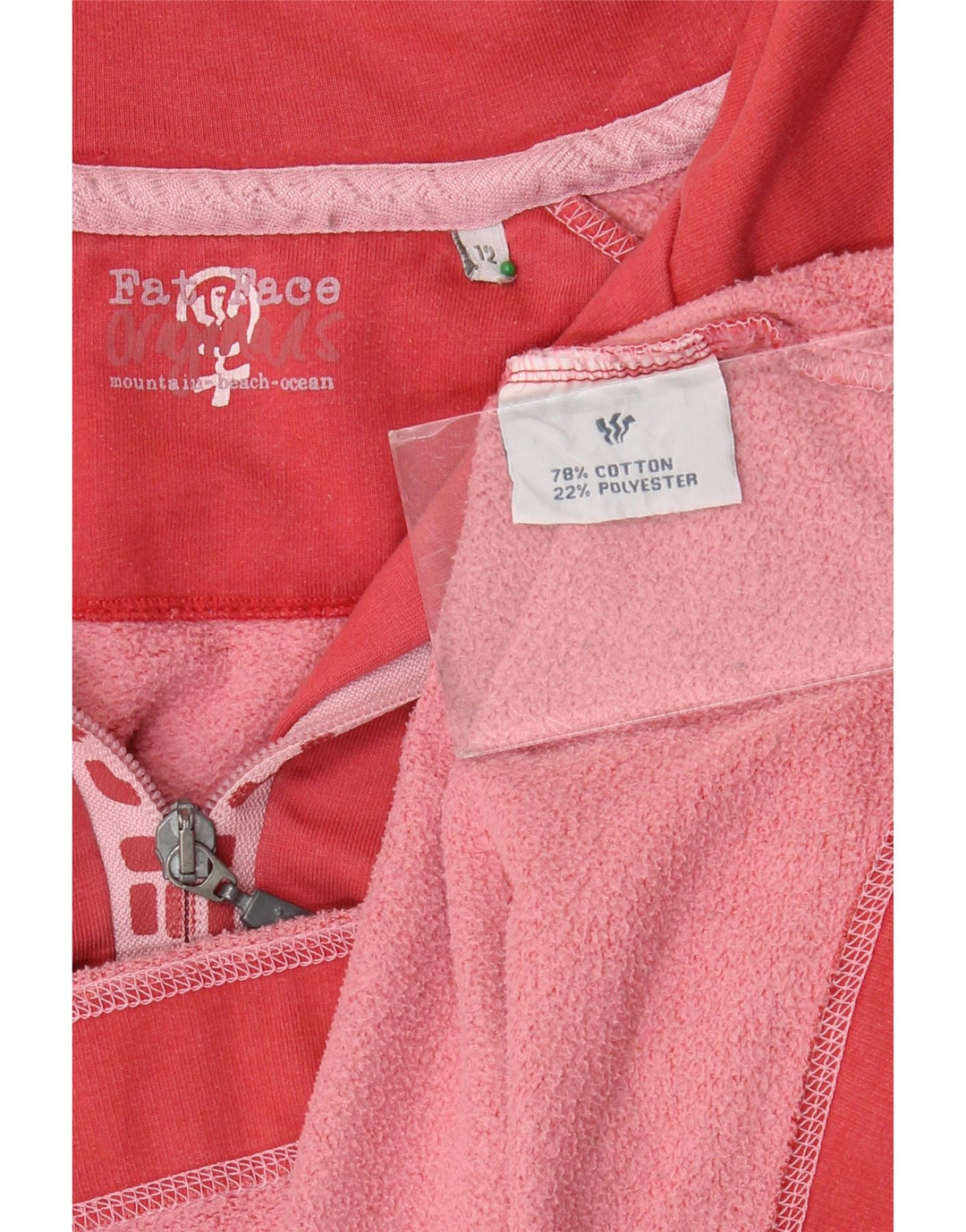 FAT FACE Womens Graphic Zip Neck Sweatshirt Jumper UK 12 Medium  Pink