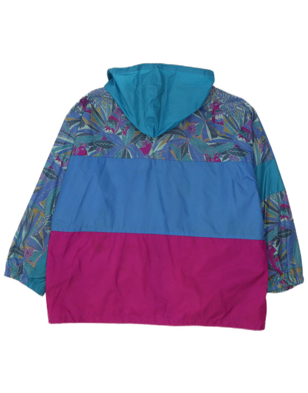 J Jeantex Mens Hooded Loose Fit Rain Jacket UK 40/42 Large Blue Colourblock