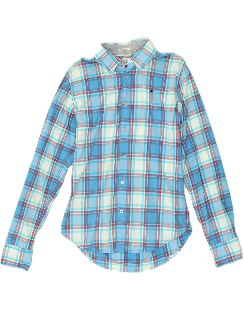 TOMMY HILFIGER Mens Shirt Small Blue Check Cotton | Vintage Tommy Hilfiger | Thrift | Second-Hand Tommy Hilfiger | Used Clothing | Messina Hembry 