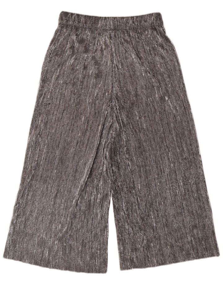 ZARA Womens Wide Leg Capri Trousers XS W24 L20  Silver Polyester