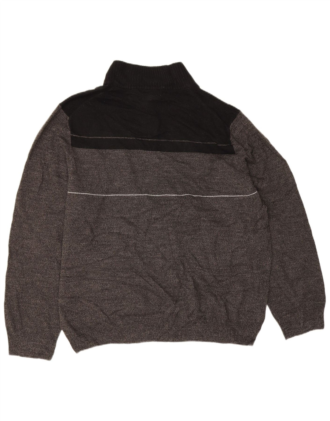Dockers Mens Zip Neck Jumper Sweater XL Grey Colourblock Acrylic