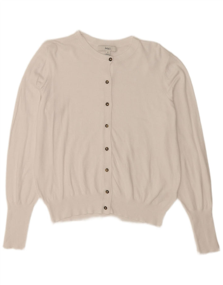 Marks & Spencer Womens Cardigan Sweater UK 14 Medium White Viscose