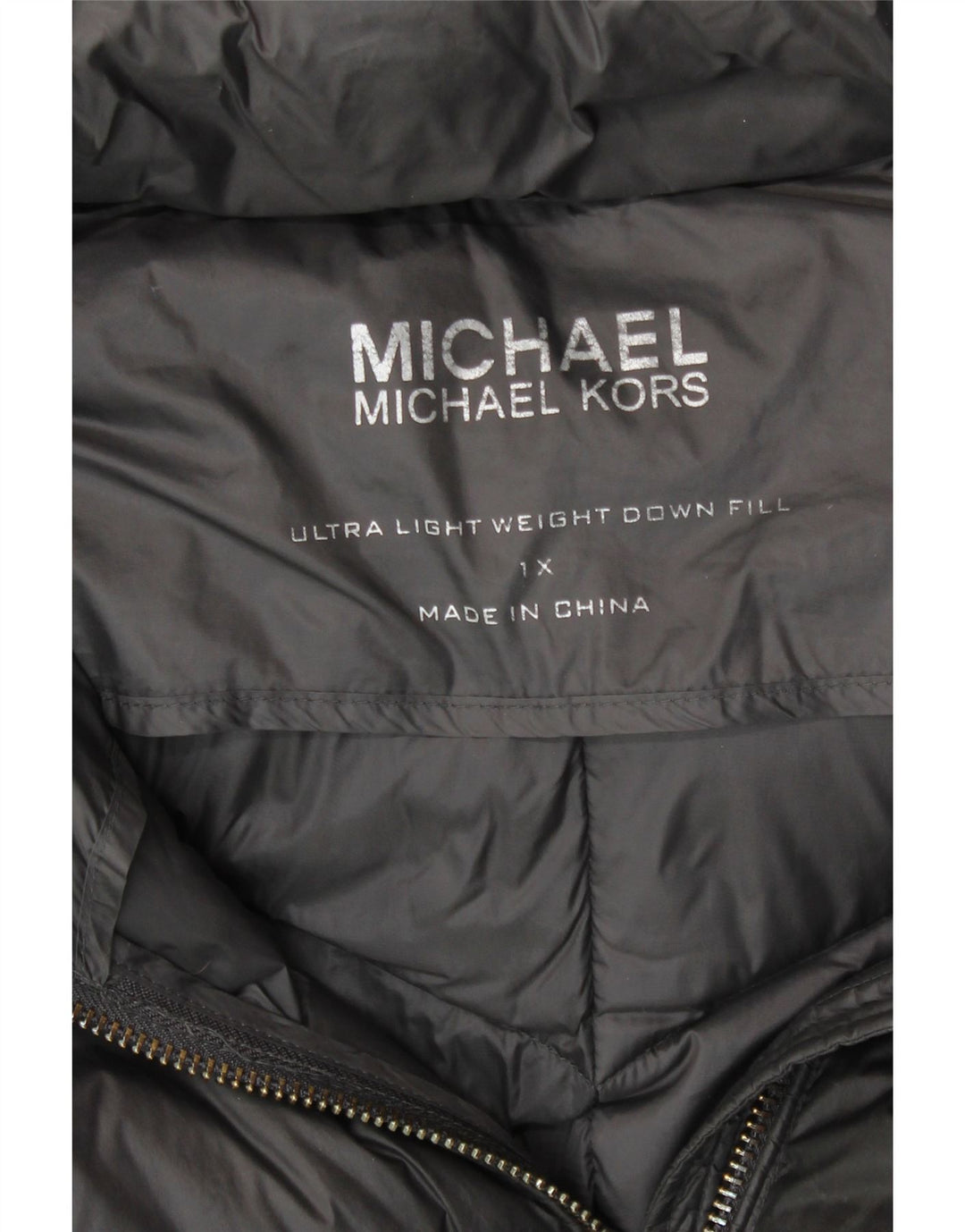 MICHAEL KORS Womens Hooded Padded Coat UK 18 XL Grey Nylon