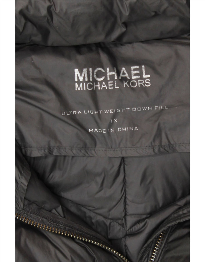 MICHAEL KORS Womens Hooded Padded Coat UK 18 XL Grey Nylon