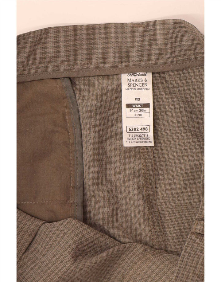 Marks & Spencer Mens Chino Shorts W36 Large Green Check Polyester
