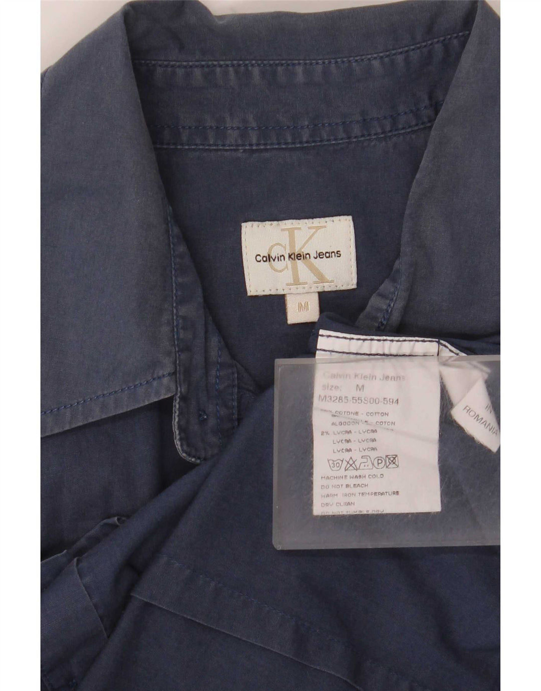 Calvin Klein Jeans Mens Short Sleeve Shirt Medium Navy Blue Cotton