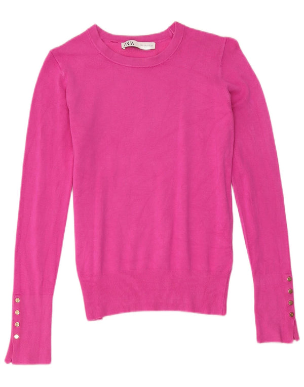 Zara Womens Boat Neck Jumper Sweater UK 10 Small Pink Viscose