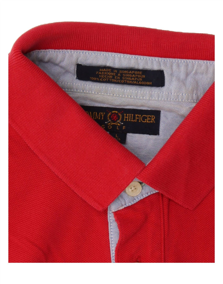 TOMMY HILFIGER Mens Polo Shirt Large Red Vintage Tommy Hilfiger and Second-Hand Tommy Hilfiger from Messina Hembry 