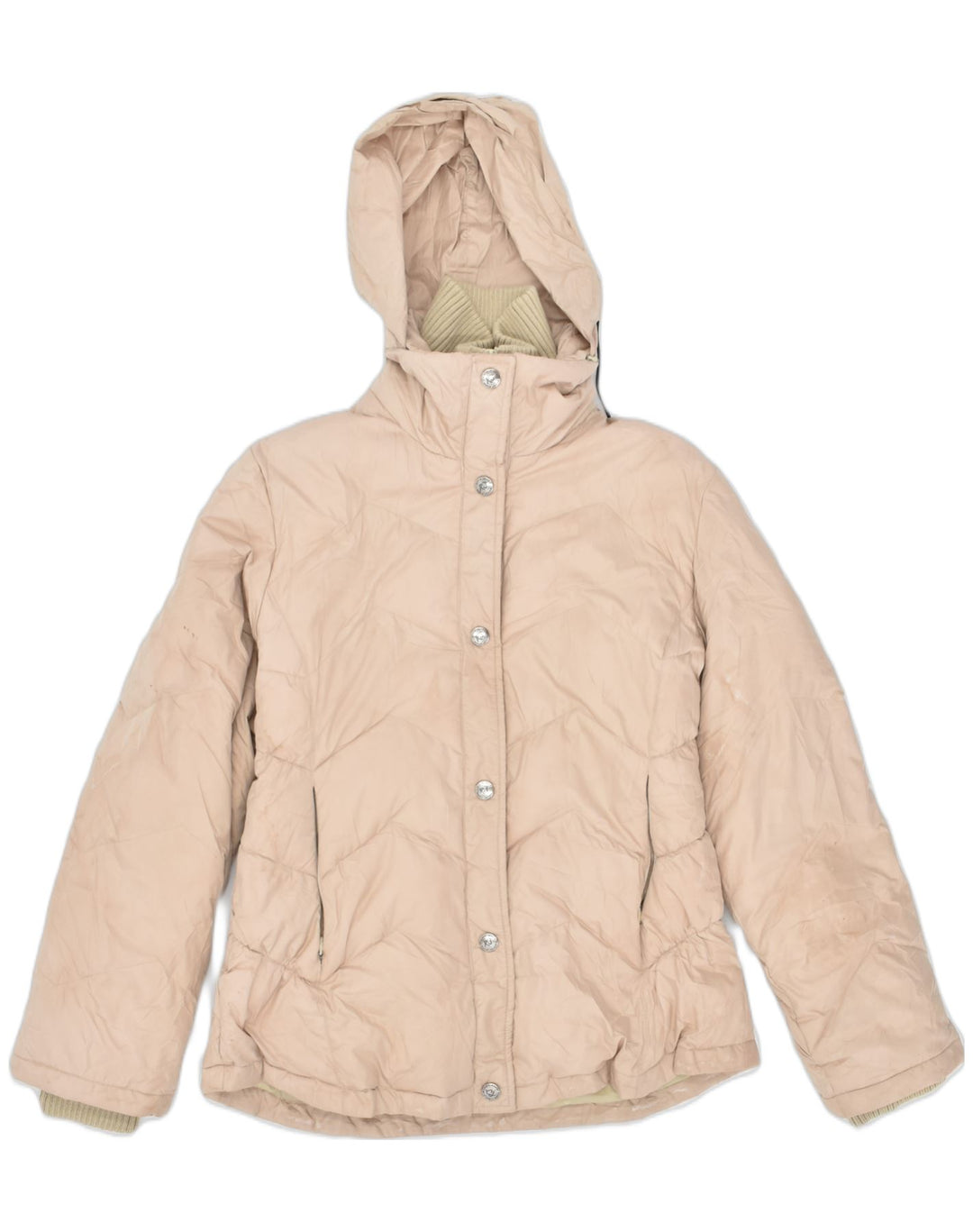 RIFLE Womens Hooded Padded Jacket UK 10 Small Beige Nylon | Vintage | Thrift | Second-Hand | Used Clothing | Messina Hembry 