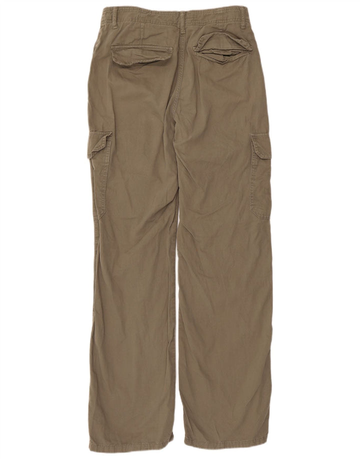 ZARA Womens Straight Cargo Trousers EU 38 Small W28 L30 Khaki Cotton