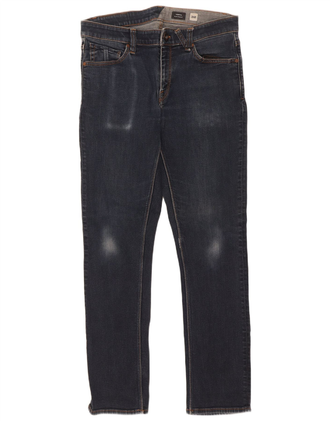 Volcom Mens Vorta Slim Straight Jeans W32 L31 Navy Blue Cotton