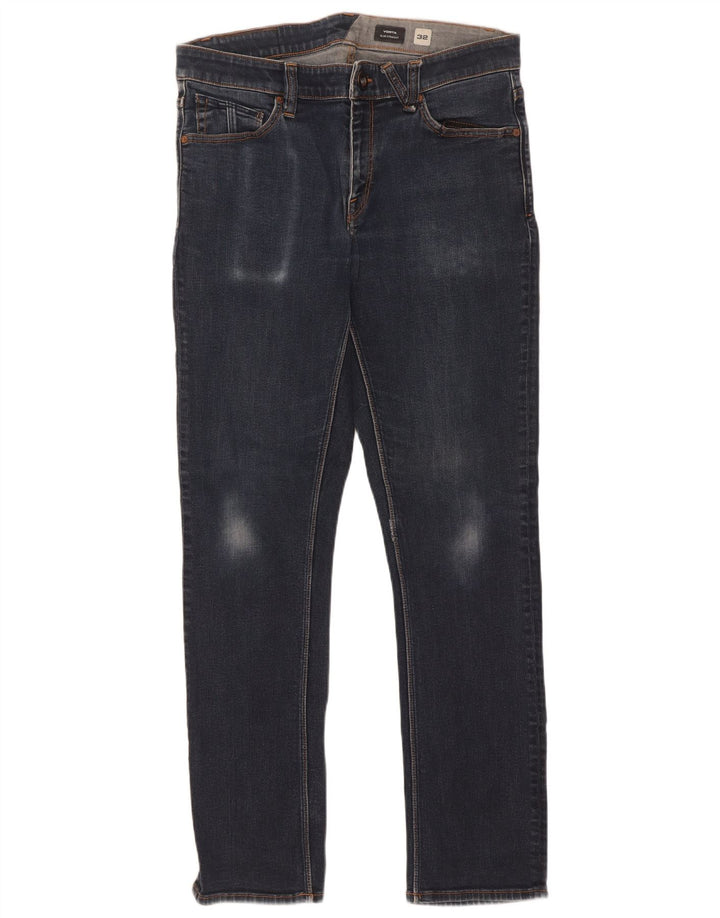 Volcom Mens Vorta Slim Straight Jeans W32 L31 Navy Blue Cotton