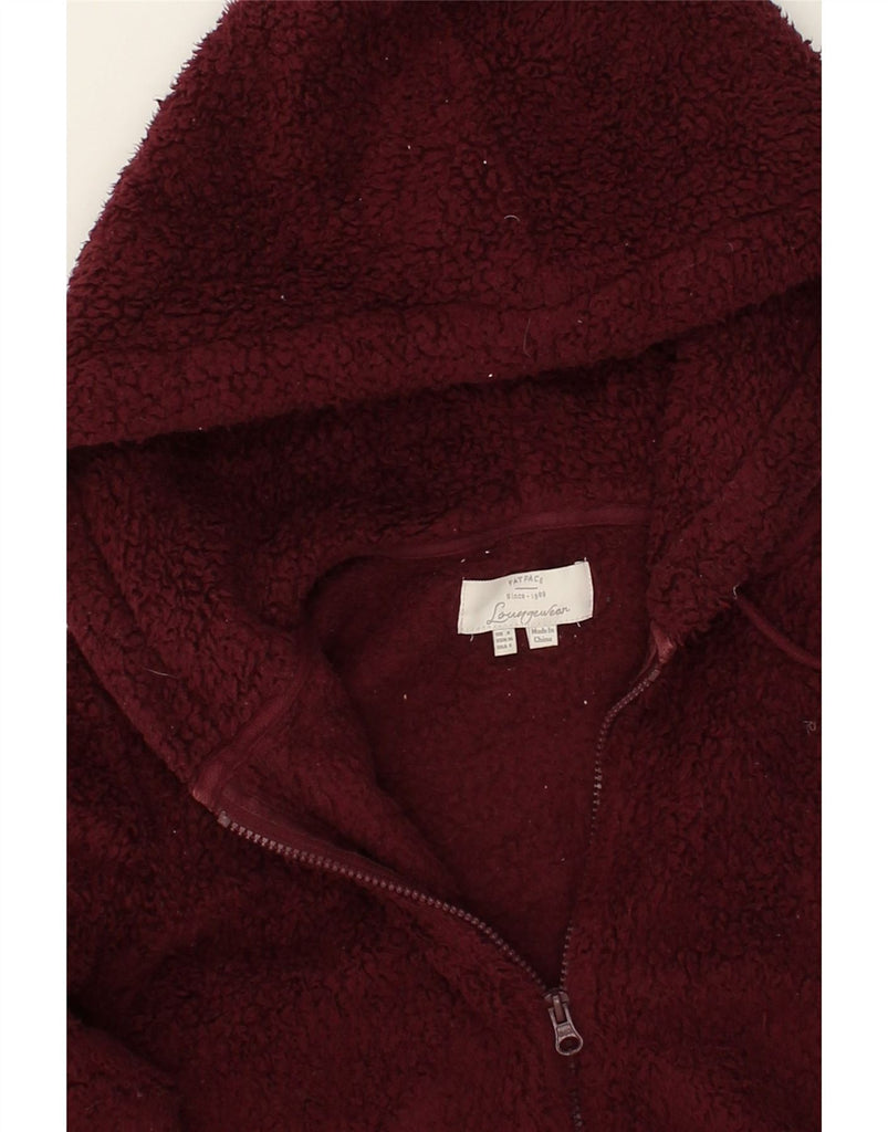 FAT FACE Womens Loose Fit Hooded Fleece Jacket UK 8 Small Burgundy | Vintage Fat Face | Thrift | Second-Hand Fat Face | Used Clothing | Messina Hembry 