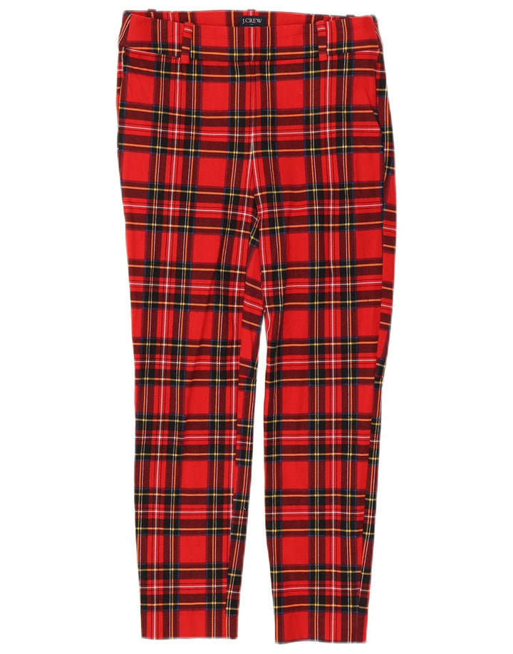J. CREW Womens Winnie Slim Casual Trousers US 00 2XS W26 L24 Red Check