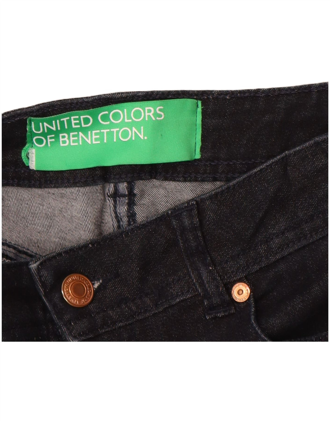 Benetton Womens Bootcut Jeans W27 L30 Navy Blue Cotton