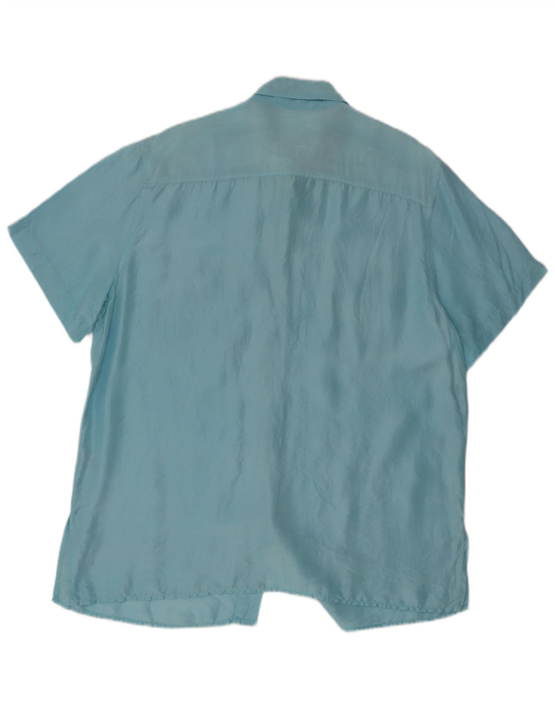 De Ville Womens Short Sleeve Shirt EU 44 XL Blue Silk