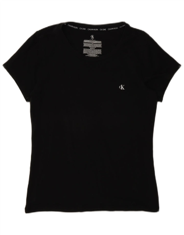 Calvin Klein Womens T-Shirt Top UK 12 Medium Black Cotton