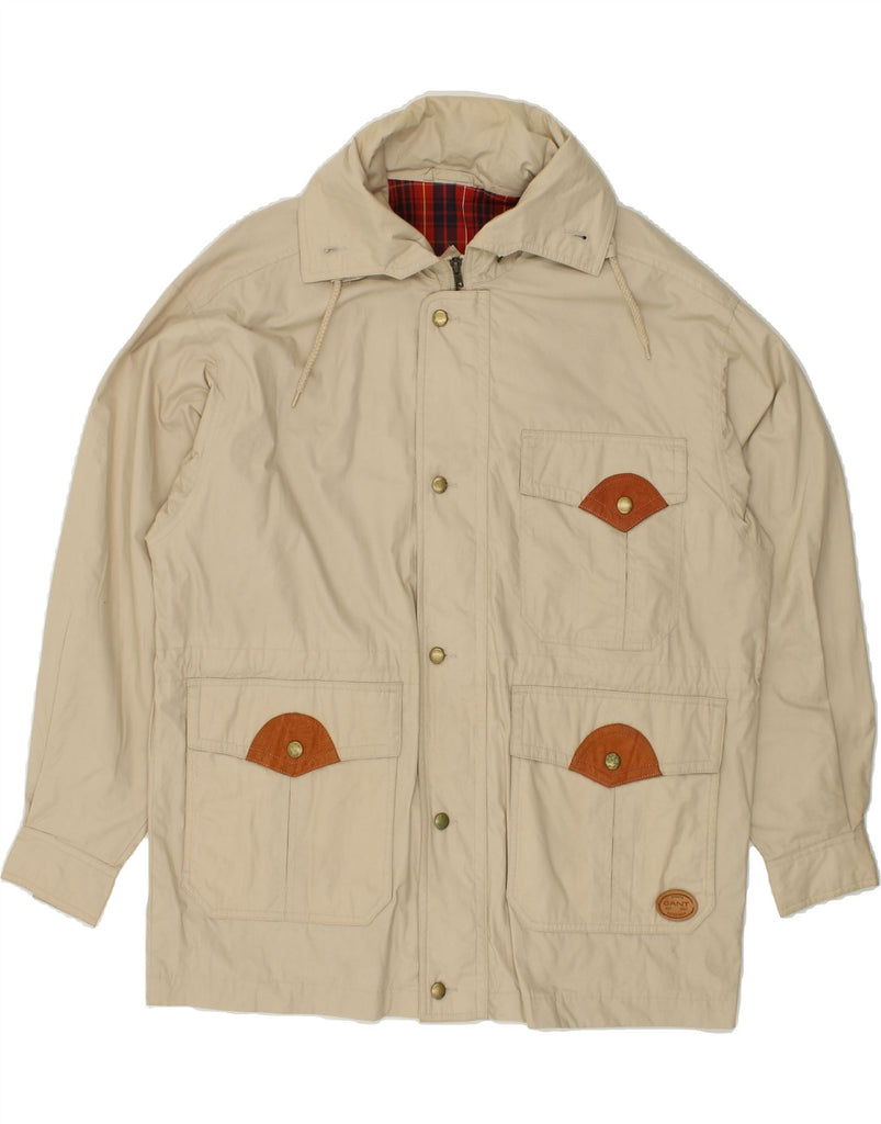 GANT Mens Hooded Utility Jacket UK 38 Medium Beige Cotton | Vintage Gant | Thrift | Second-Hand Gant | Used Clothing | Messina Hembry 