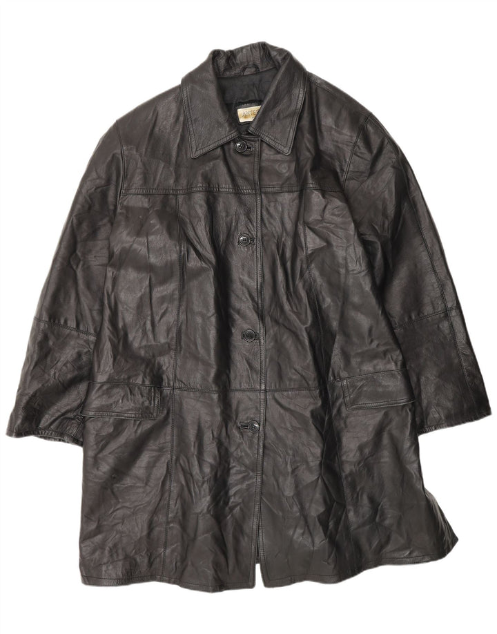 ANTEPRIMA Womens Oversized Leather Coat IT 52 2XL Black