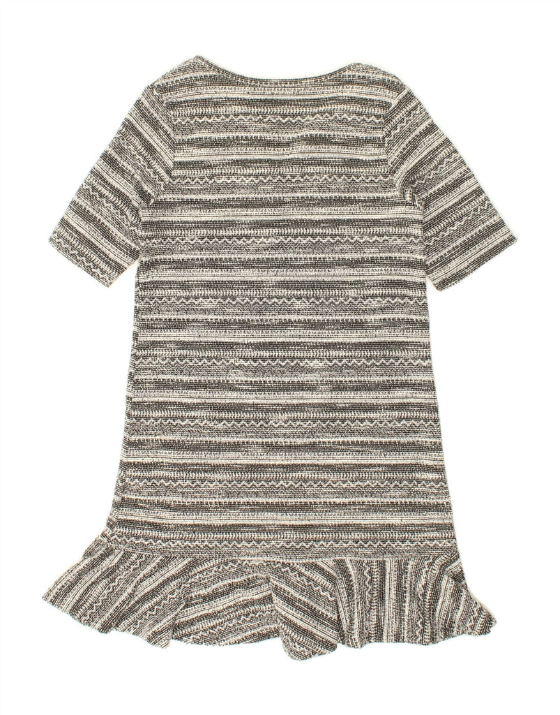 NEXT Womens Jumper Dress UK 10 Small Grey Striped Polyester Vintage Next and Second-Hand Next from Messina Hembry 
