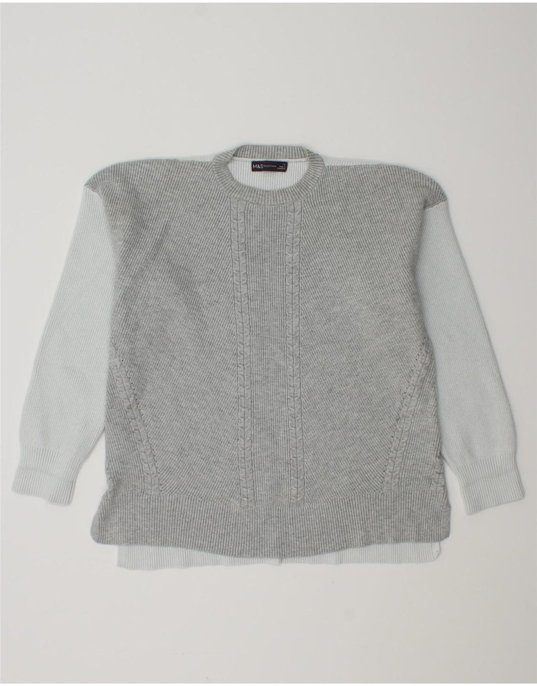 Marks & Spencer Womens Crew Neck Jumper Sweater UK 16 Large Grey