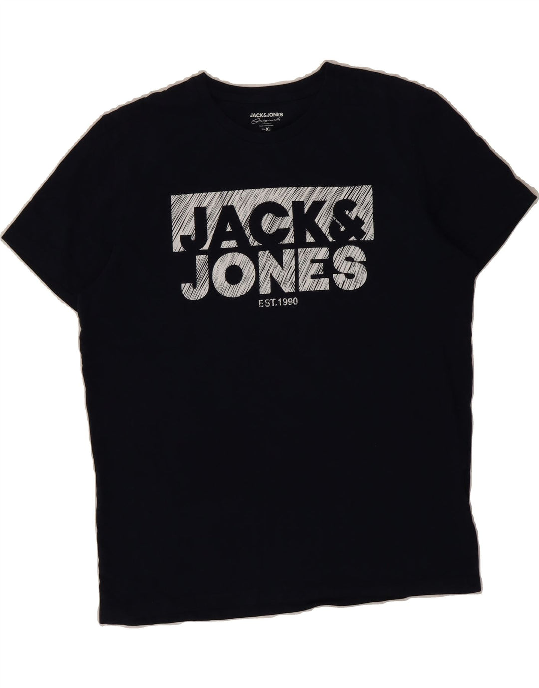 JACK & JONES Mens Graphic T-Shirt Top XL Navy Blue Vintage Jack & Jones and Second-Hand Jack & Jones from Messina Hembry 