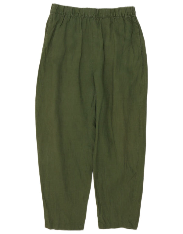 Zara Womens High Waist Loose Fit Chino Trousers Medium W28 L26 Green