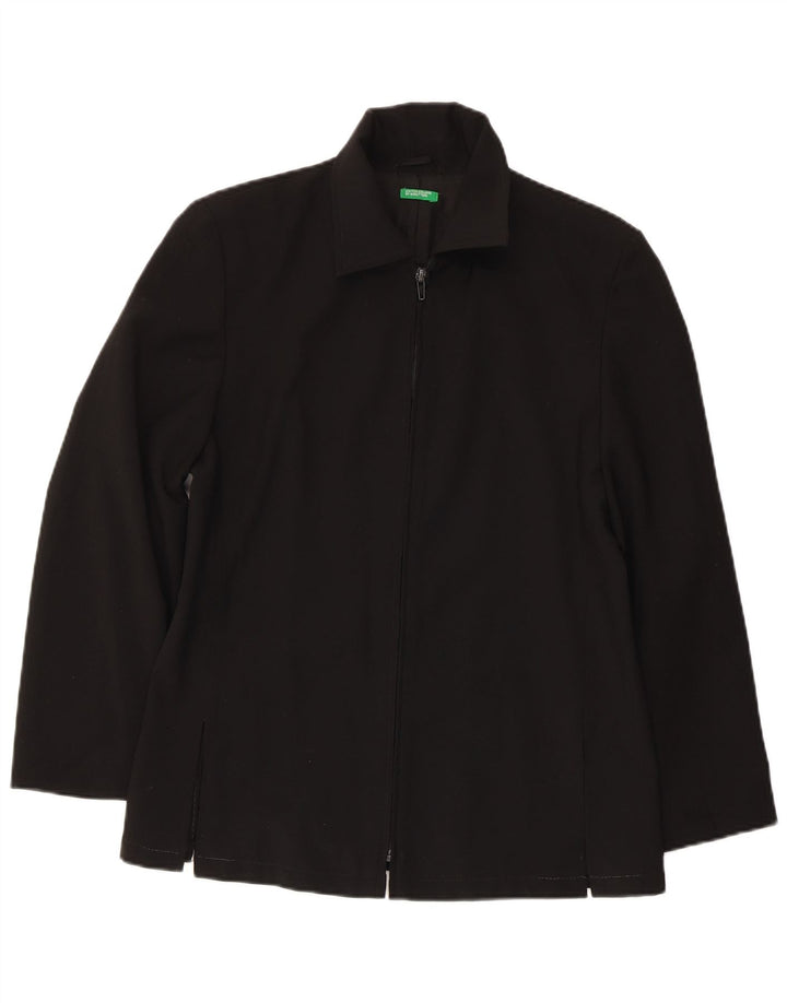 BENETTON Womens Blazer Jacket UK 12 Medium Black